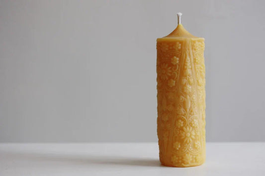 1800s Flower Pillar Candle by The Wax Studio